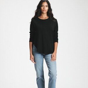 Gap Softspun Dolman Shirt - Black Long Sleeve Soft Pullover with Curved Hem